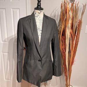 Pinstripe 1-Button Vintage Y2k Fit Flare Rave Oversized long Work Fall Tomboy L